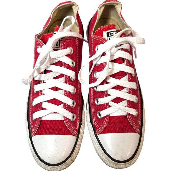 Converse Red Canvas Sneakers with White Accents - Picture 1 of 8
